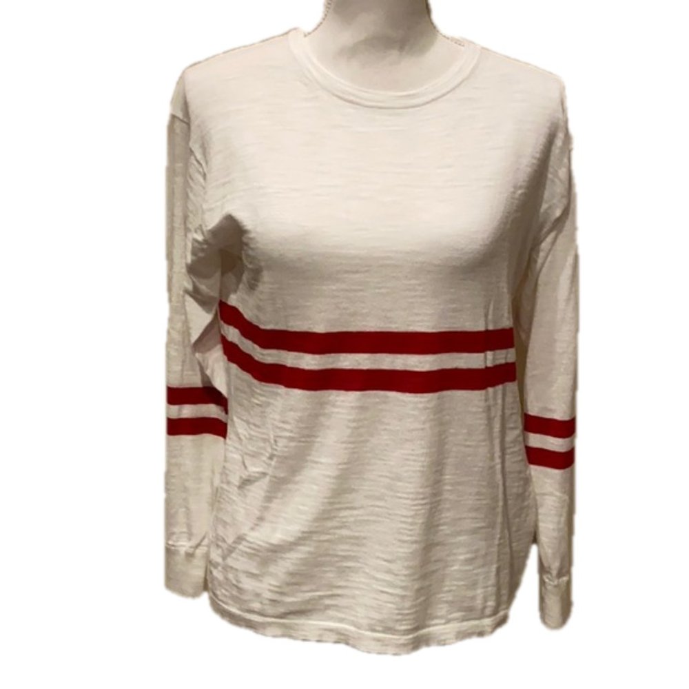 360 Sweater Cotton Top Long Sleeve Varsity Stripe